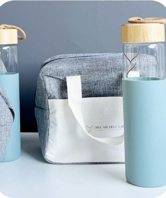 Garrafas de vidro com capa em silicone e bolsa